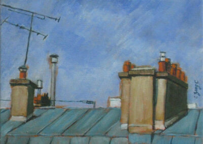 paris roof view 3, 12"x9"