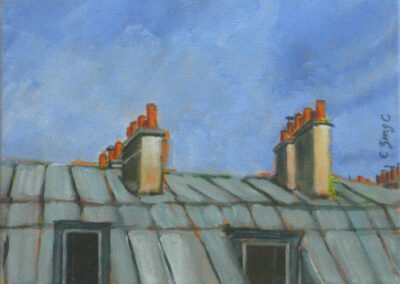paris roof view 4, 12"x9"