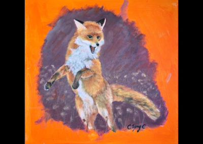 dancing fox, 42x42 cm